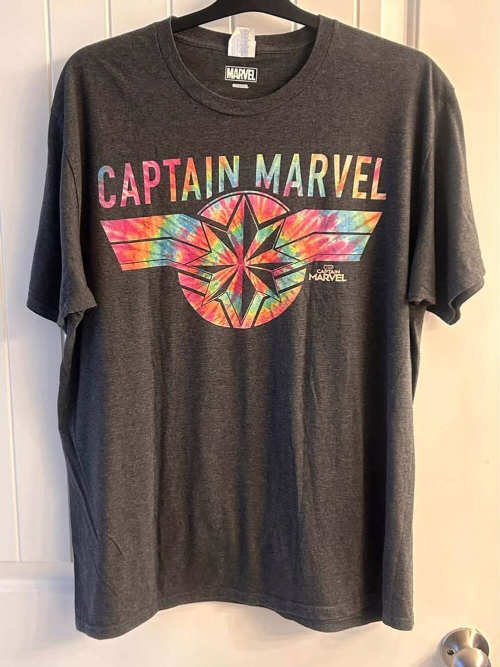 ✨ Captain Marvel Tie-Dye Logo Tee (Size XL) | Marvel Graphic T-Shirt